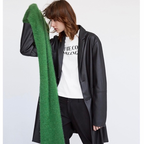 Zara Accessories - Zara soft-touch green fuzzy scarf